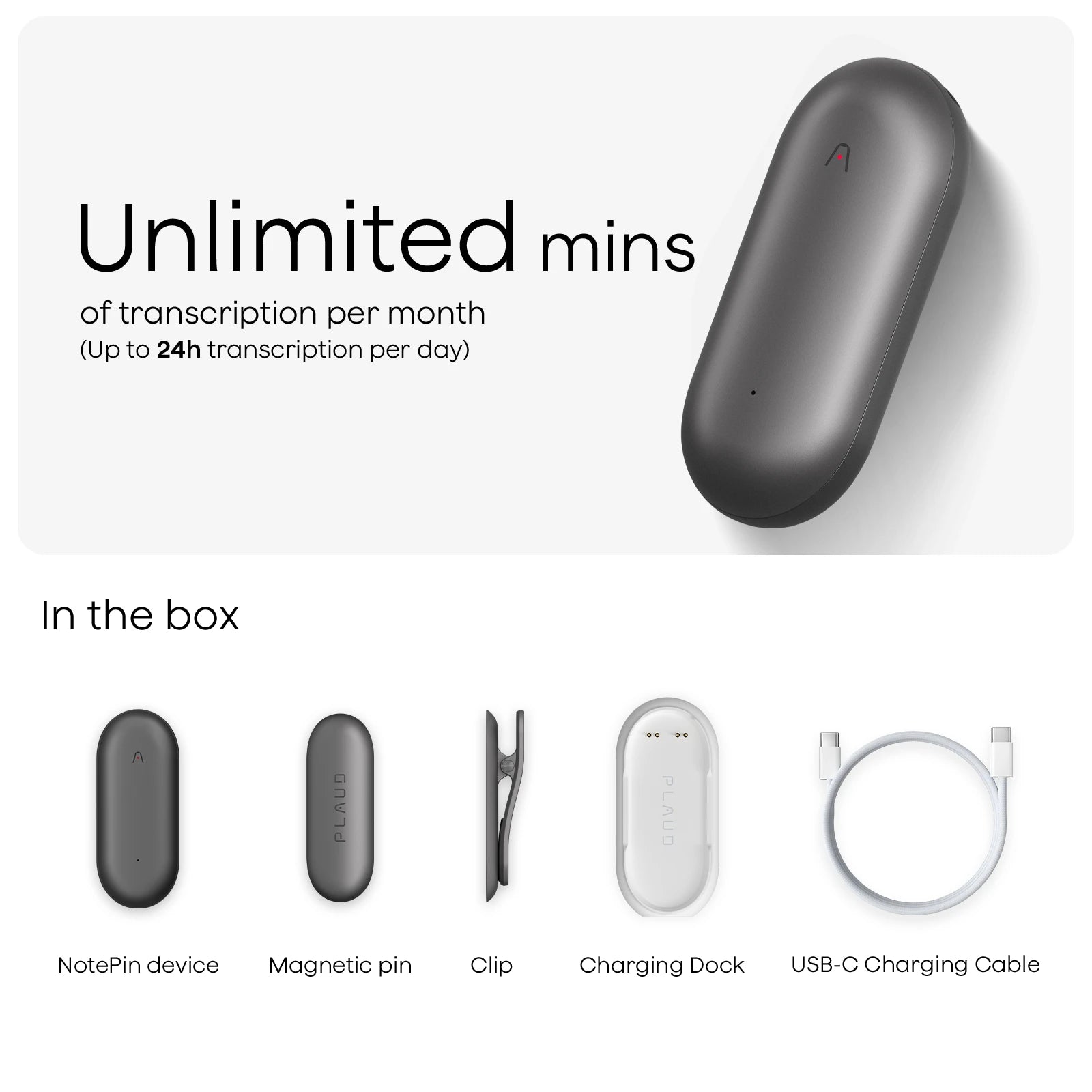 Plan anual ilimitado de NotePin y AI de Plaud