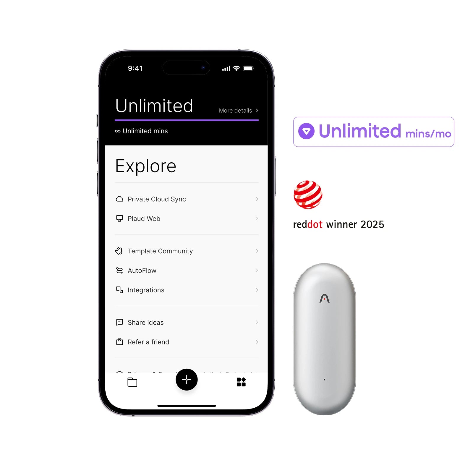 Plaud NotePin & AI Annual Unlimited Plan