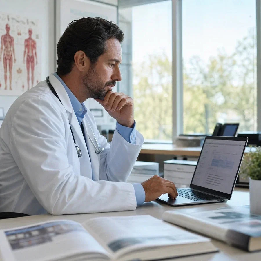 Clinician reviewing Heidi AI scribe notes on a tablet