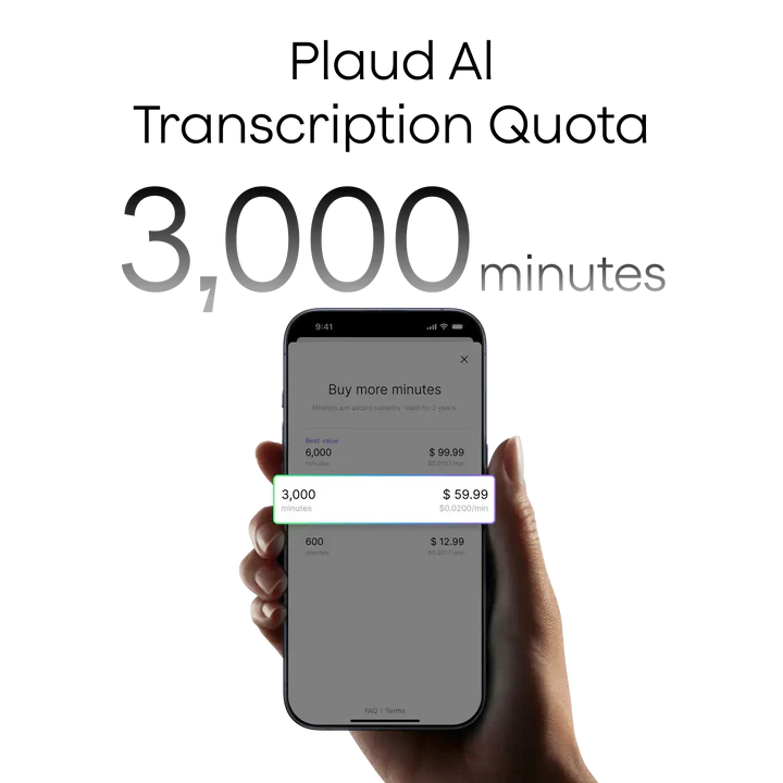 Plaud AI Transcription Quota (3,000mins)