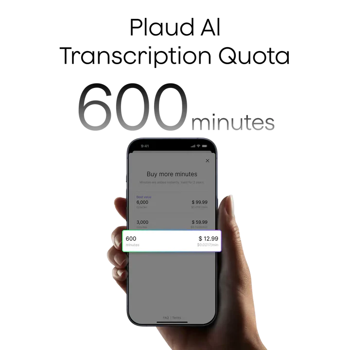 Plaud AI Transcription Quota (600 mins)