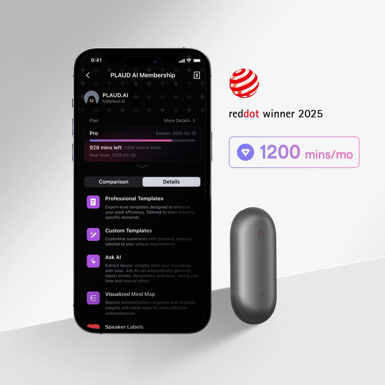 Plaud NotePin & AI Annual Pro Plan