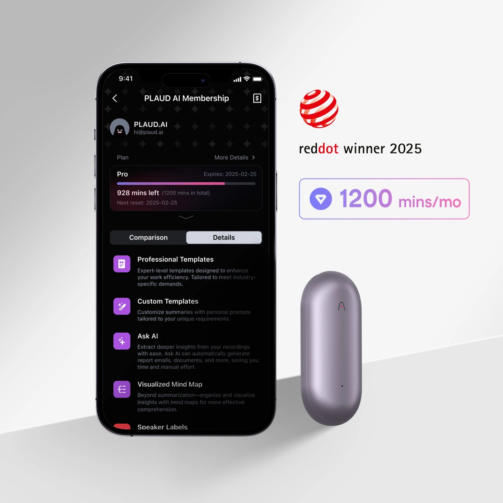 Plaud NotePin & AI Annual Pro Plan
