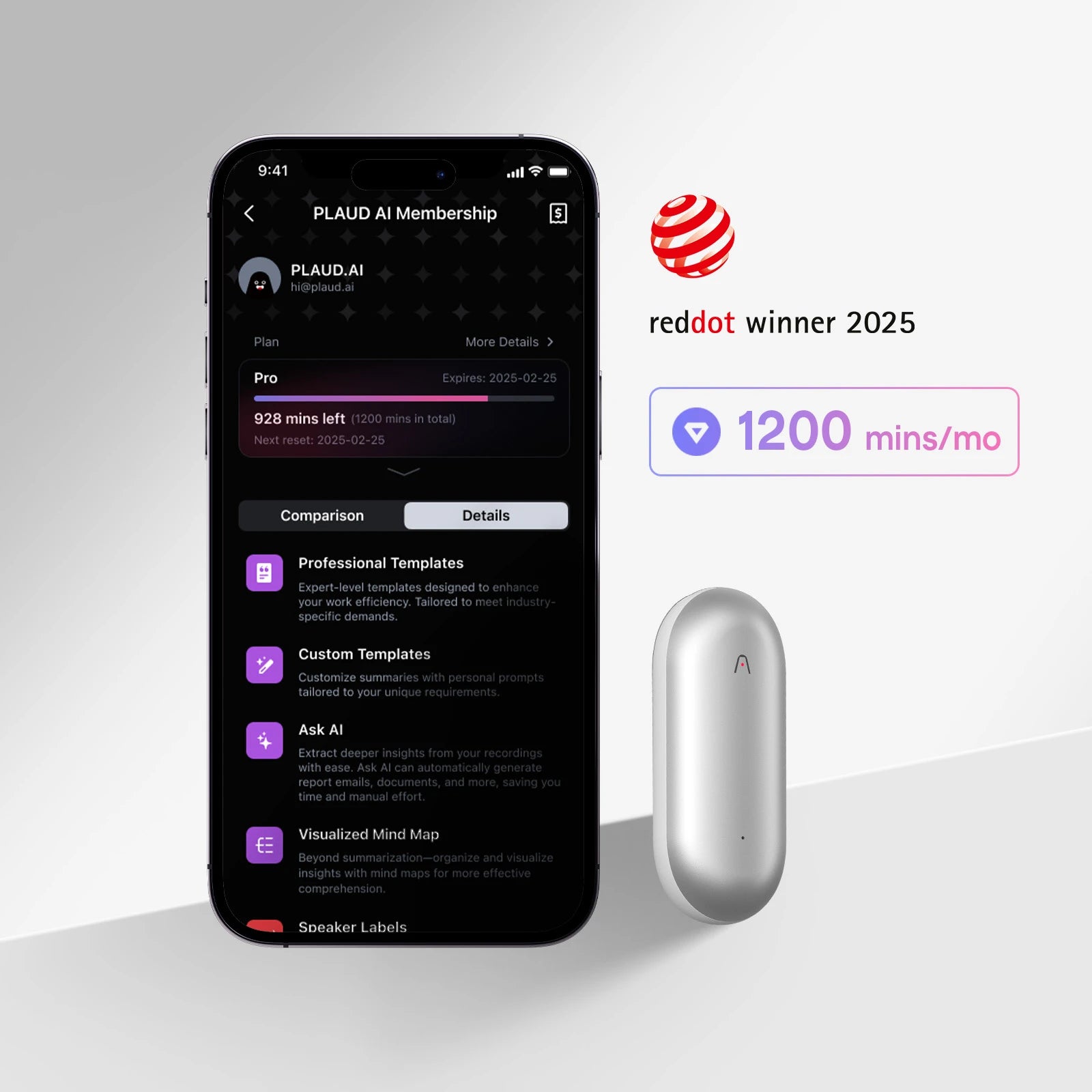 Plaud NotePin & AI Annual Pro Plan